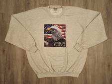 Vintage American Bald Eagle Flag Sweatshirt Crewneck Size XL God Bless America