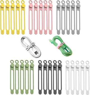 QIYICHE 30 Stück Kabelbinder Gummi, Kabelbinder Wiederverwendbar, Vielfalt Der Farben Gu