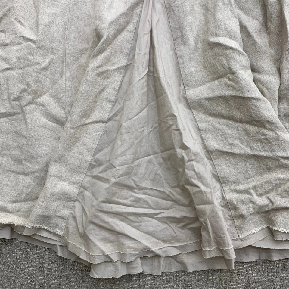 NWT Cabi Linen Blend Maxi Skirt Beige Pleated High Waisted Button Detail Size M - Image 2 of 4