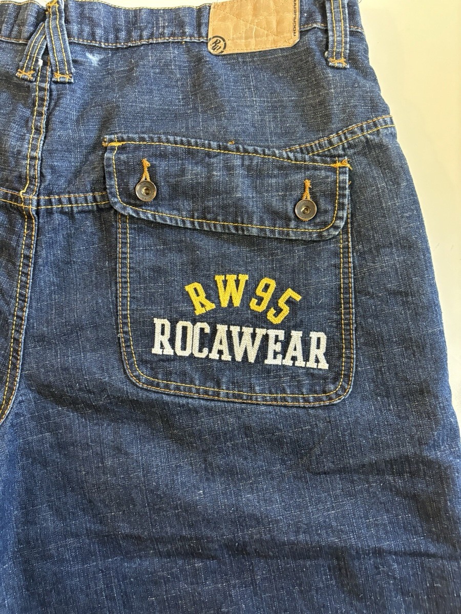 ロカウェア　ショーツ　Jorts Rocawear Y2K Hip Hop Skater Jorts Mens Size 36 Blue Denim