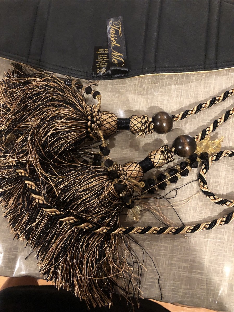 tassel me black/ gold reversible belt with tassels | eBay display picture 1