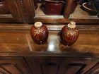 Vintage Hull Pottery Salt & Pepper Shakers Brown Drip Glaze 4" Oven Proof USA