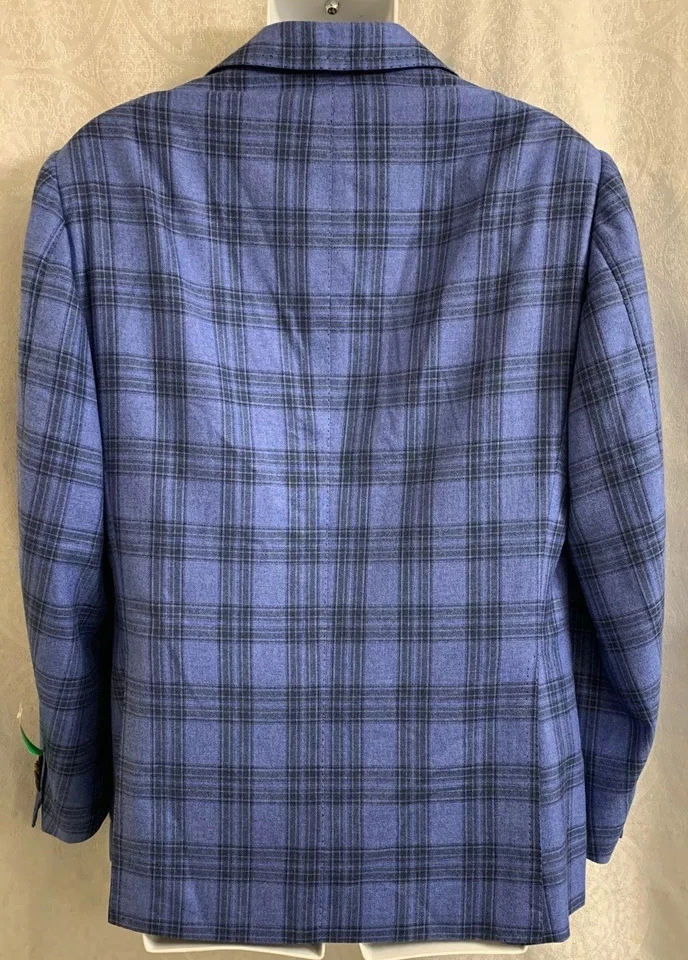 Chaqueta deportiva para hombre Cesare Attolini talla 42 azul y negro a cuadros, seda y cachemir Foto 2 de 4