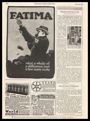 1925 Fatima Cigarettes ''Whale Of A Difference A Few Cents Make'' Vintage Print Ad