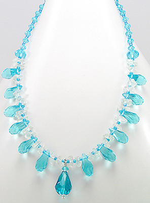 16''-18'' Turquoise Blue Crystal Beads Princess Cleopatra Cinderella Necklace