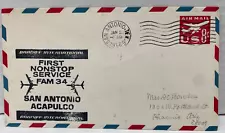 US Mail Cover FDC First Nonstop Service FAM 34 San Antonio, TX (Jan 2 1966)