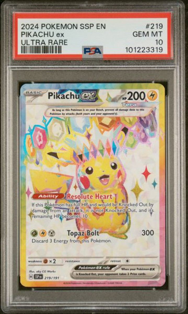 PSA 10 - 2024 S&V Surging Sparks Pikachu 219/191 Ultra Rare PSA 10 - 2024 S&V Surging Sparks Pikachu 219/191 Ultra Rare