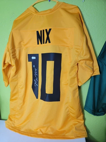Bo Nix Autographed Signed Football Jersey Beckett Authenticated Yellow Black XL