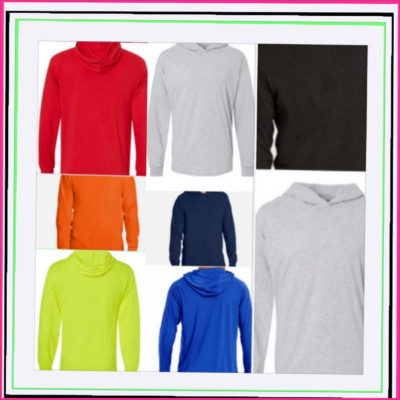 5 PACK HOODED T SHIRT MEN LT WEIGHT OUT DOOR AGRI WORK LONG SLEEVE HOODED TEE