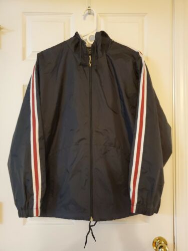 Vintage Windbreaker Nylon Jacket Hoodie Navy Mens 