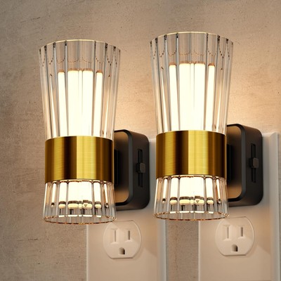 Plug-in Dimmable LED Night Lights, Adjustable 0-100LM, Soft Light, 2 Pack