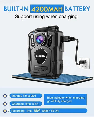 BOBLOV 2k Body Mounted Camera with Audio GPS Video Police Camcorder 128GB Guard - Picture 8 of 9