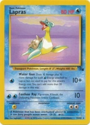 Pokémon TCG - Lapras - 25/62 - Rare Unlimited - Fossil Unlimited [Light Play]