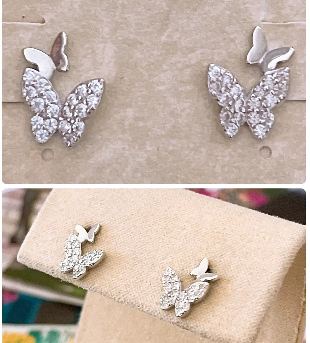 Sphera Milano CZ Butterfly Stud Earrings Sterling Silver NWT