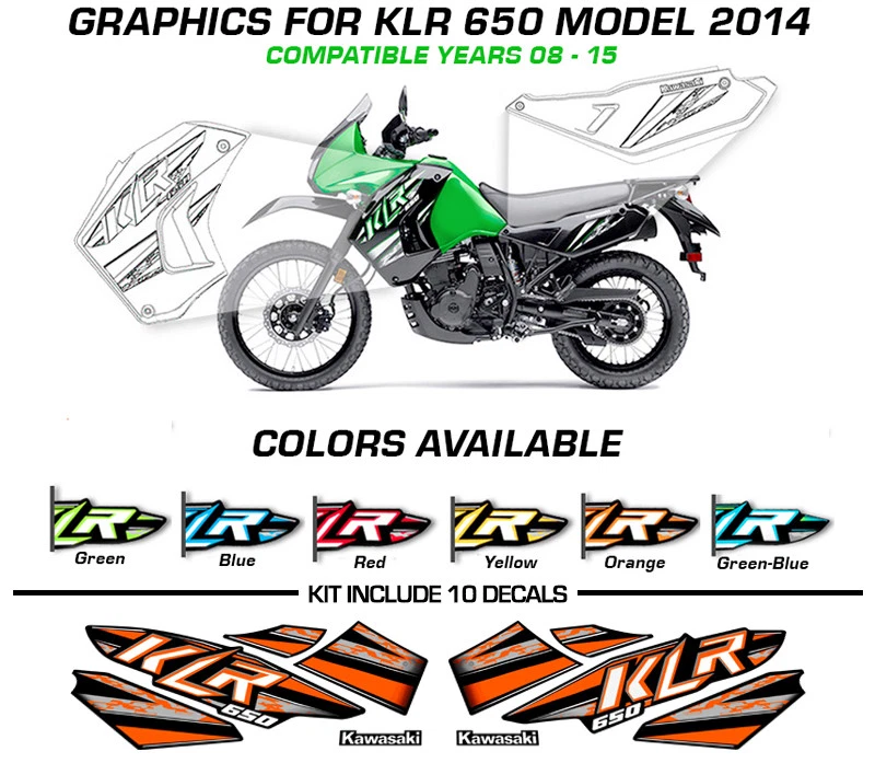 KAWASAKI KLR650 GRAPHIC KIT STICKER DECALS 2013 - 2014 - Image 4 of 4