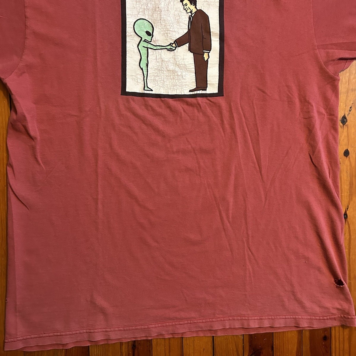 Vintage 90s Helmet Band T-Shirt Alien Mens Size XL Faded