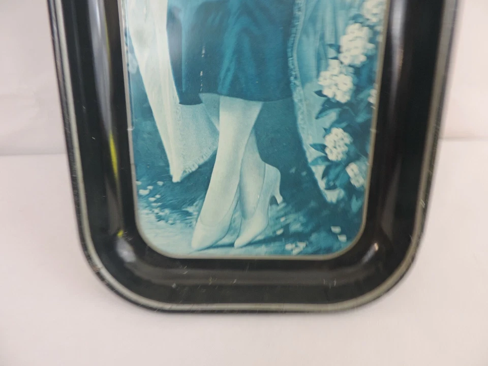 73 Coke Tray Coca Cola Vintage Tin Rolling Serving Long Woman Glass Blue Hat   - Image 3 of 4