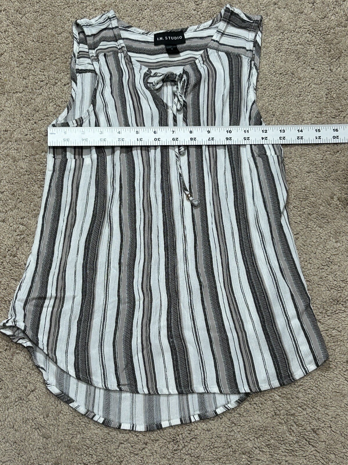 I.N. Studio Womens Shirt Size Small Multicolor Striped Keyhole Lightweight Flowy