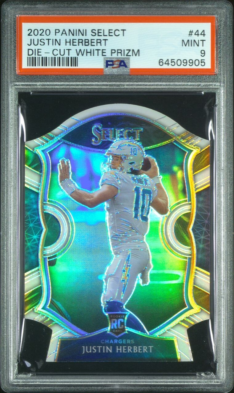 2020 Panini Select - Concourse White Prizm Die-Cut #44 Justin Herbert (RC)