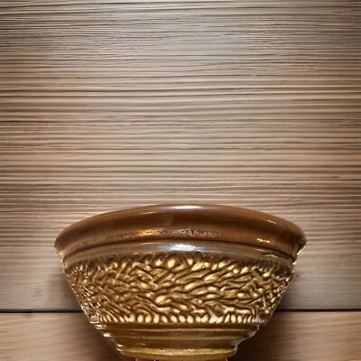 StudioArt Pottery Bowl Home Decor Drip Glazed Stamped Earth Tones Artisan Decor