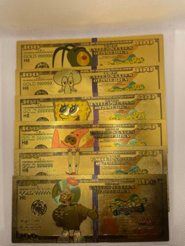 Sammlerstück vergoldete Folie/plattierte SpongeBob Geldrechnung - Bild 1 von 9