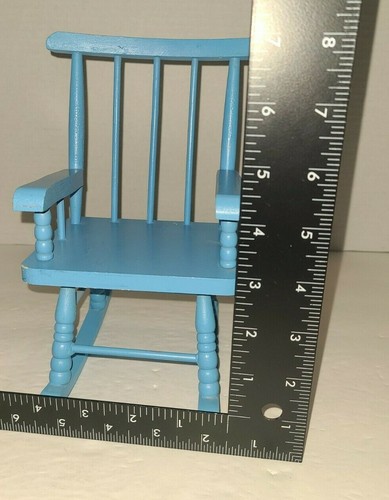 Dollhouse Miniature Rocking Chair 8", Blue - Picture 5 of 5