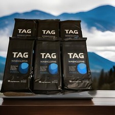 6 PACKS TAG Disposable Washcloths 12 in x 8 in Alcohol-Free with Aloe Vera