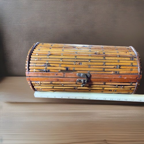 VTG Pencil Reed Petite Trunk Box Decor G Crespi Style MCM Nautical Beach Boho - Picture 6 of 16