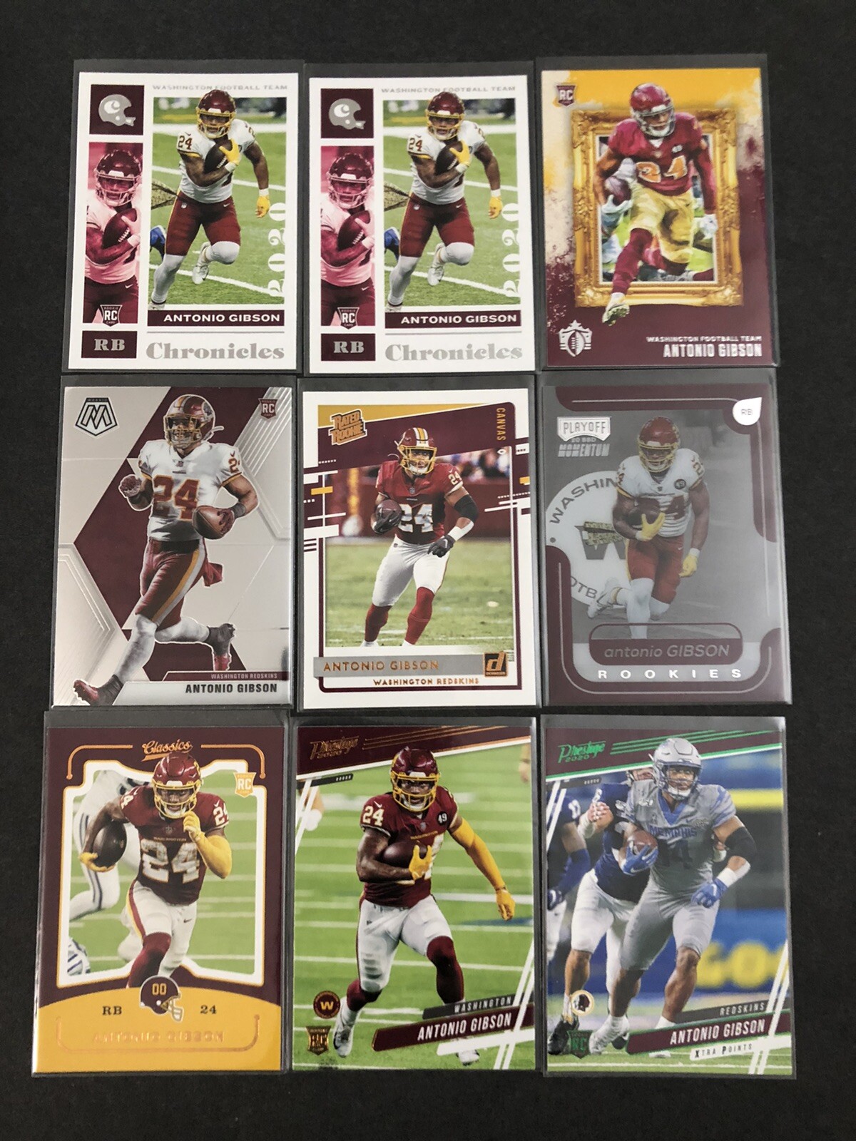 Antonio Gibson 2020 Rated Rookie Canvas Mosaic Prestige Green Parallel 9Total