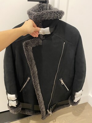 Acne Studios Black Suede and Shearing Velocite Jacket (Size 34