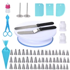 60 PCS Cake Decorating Kit Baking Supplies Tools Set with Cake Turntable Stand