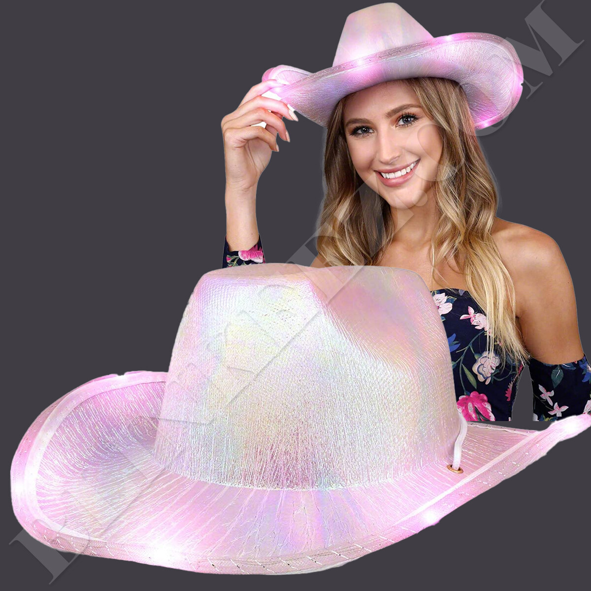 1161 Unisex Cowboy Hat Light Up Flashing Led Brim Fun Light Up Cowboy Hats | FlashingBlinkyLights main image 4
