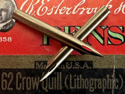 2 Vintage Esterbrook 62 Crow Quill Lithographic Dip Pen Nibs