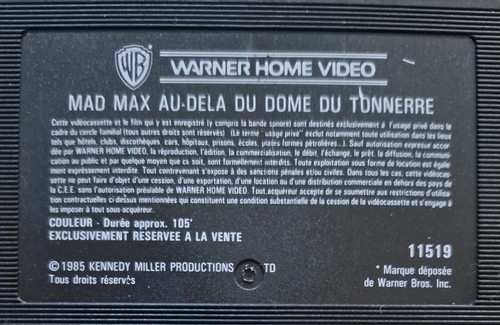 Mad Max K7 VHS Version Française 1985 Warner Home Vidéo - Photo 5/8