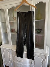 Vintage Y2K Costume National Black Leather Low Rise Pants Women Size 40 NWT