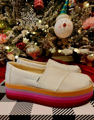   Women's Toms Shoes with Rainbow Platform Soles   **Women's Size 7