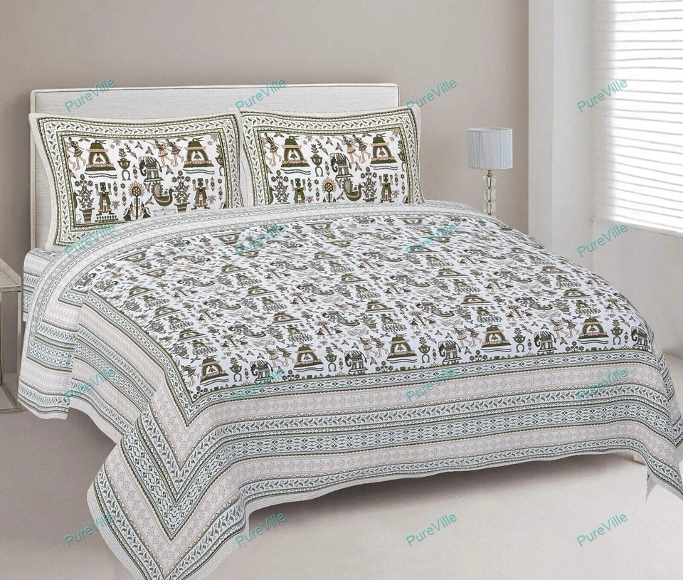 Funda de Almohada King Size 2 Estampado Animal-Multicolor, Sábana Santa Serigrafía Impresión a Mano Ja Foto 3 de 4