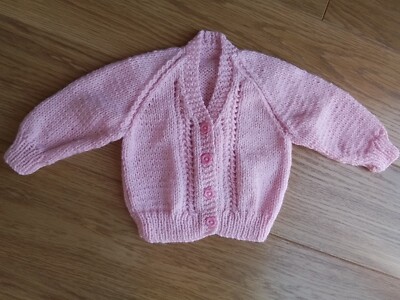 Neue handgestrickte Baby Strickjacke 20'' Brustumfang