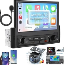 7" Single 1 Din Car Radio Stereo Android 12 GPS Sat Nav WiFi RDS BT+CAMERA+Mic
