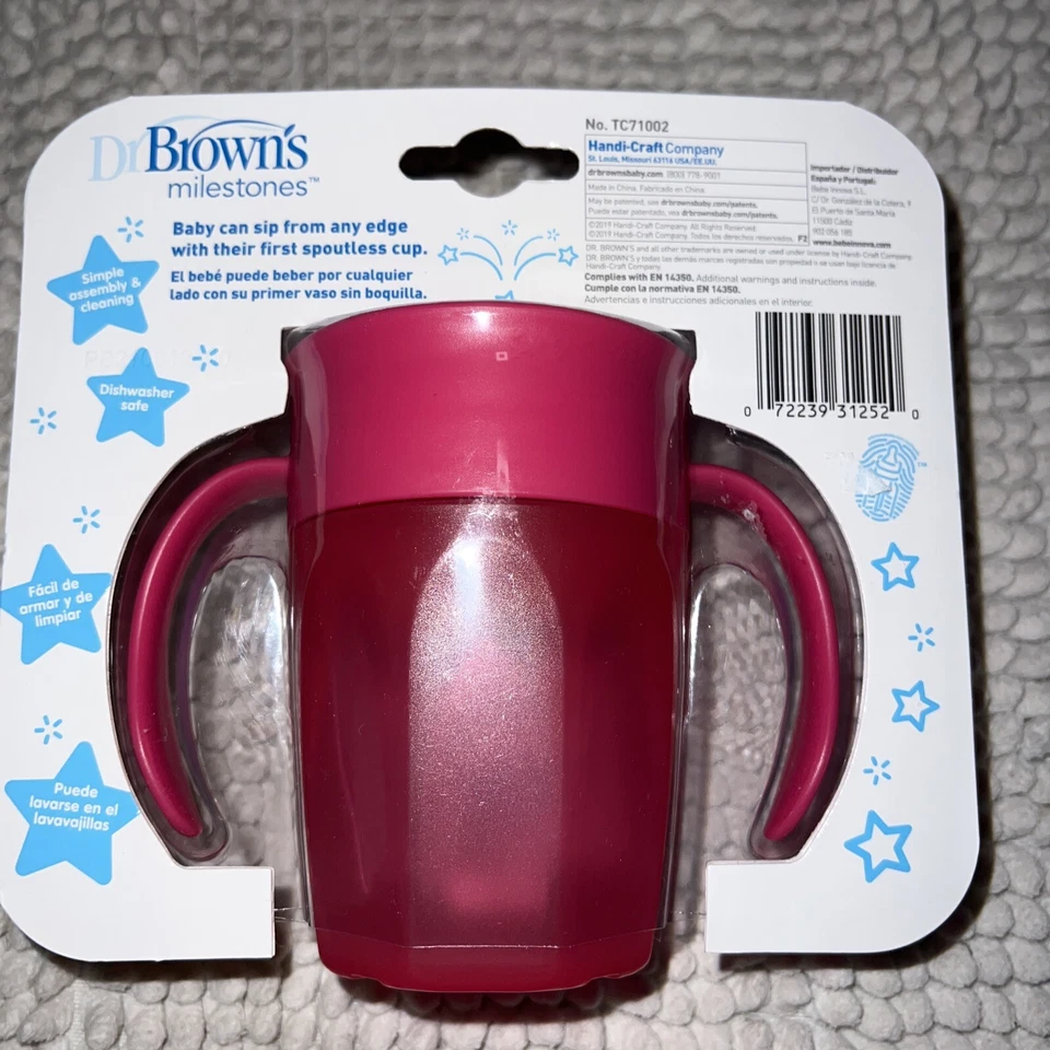 Taza de transición sin boquilla Dr Brown's Cheers 360 7 oz/200 ml - rosa- Foto 2 de 2