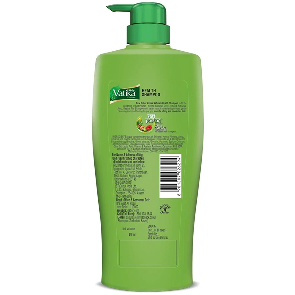 Champú Dabur Vatika Health, con henna y amla para cabello sin problemas - 640 ml Foto 3 de 4