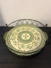 Old World Temp-Tations Tara 11.5” Round Serving Platter With Tray and Handles