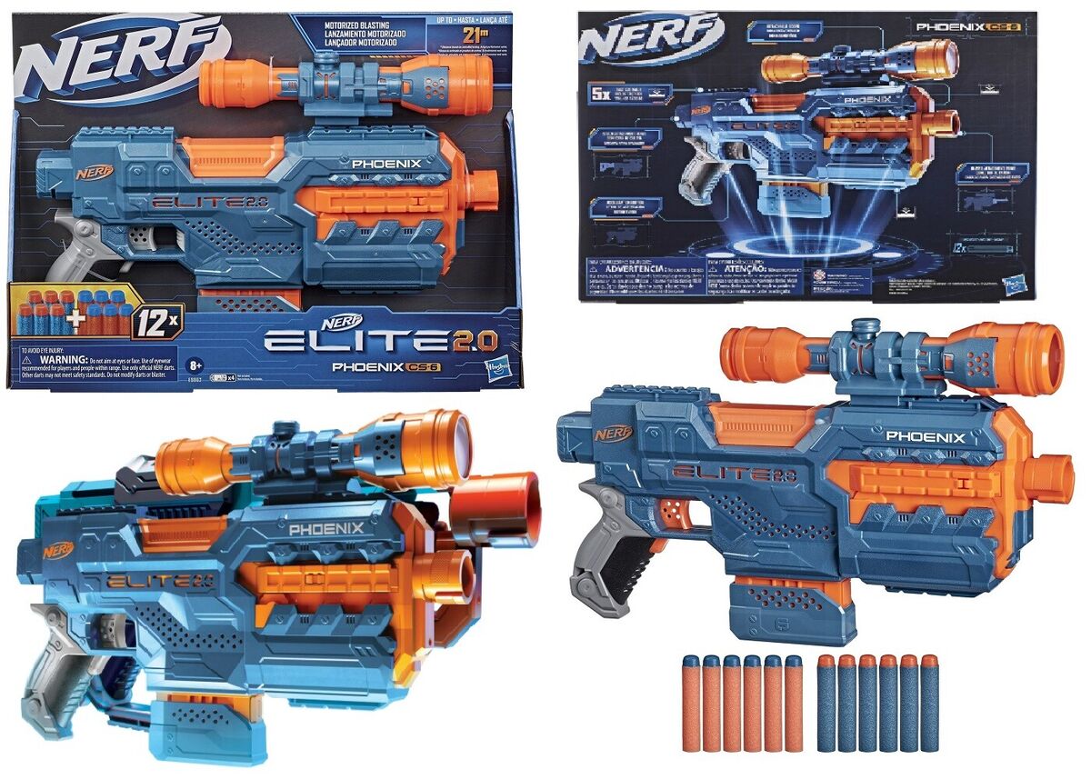 Lança Dardos Nerf Elite 2.0 Phoenix CS-6 Hasbro 8 + E9962 em