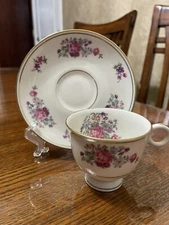 Theodore Haviland NY “ARLINGTON “Flower Porcelain Gold Footed Cup & Saucer Set