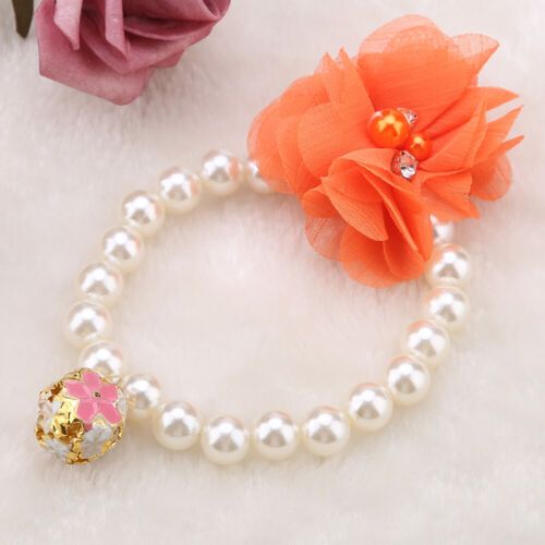 Dog Pet Pearl Flower Collar Elastic Necklace For Puppy Collar Jewelry Access Fst - Picture 1 of 12