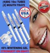 45% Teeth Tooth Whitening Whitener Bleach Kit White Gel 4 Syringes 40ml