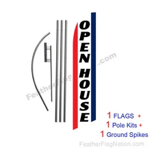 Open House (brw) 15' Feather Banner Swooper Flag Kit with pole+spike