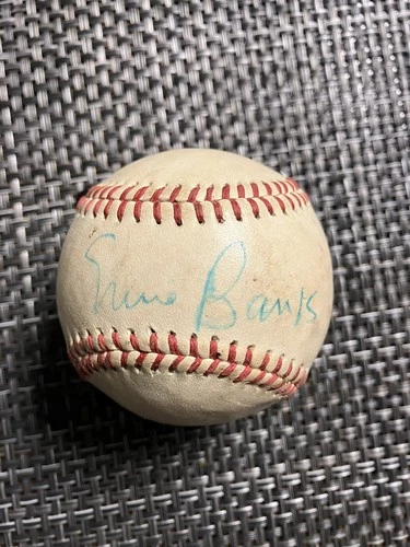 Ernie Banks Autographed Vintage Wilson MLB Baseball (HOF) JSA Coa Older Signed