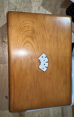 (Closest match) Antique English Oak Games Compendium With Enamel (Cards )