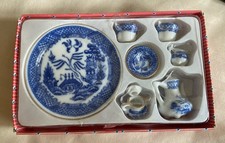 Vintage Blue/White/Gold Mini Doll House 10-Pc Tea Set w/Original Box